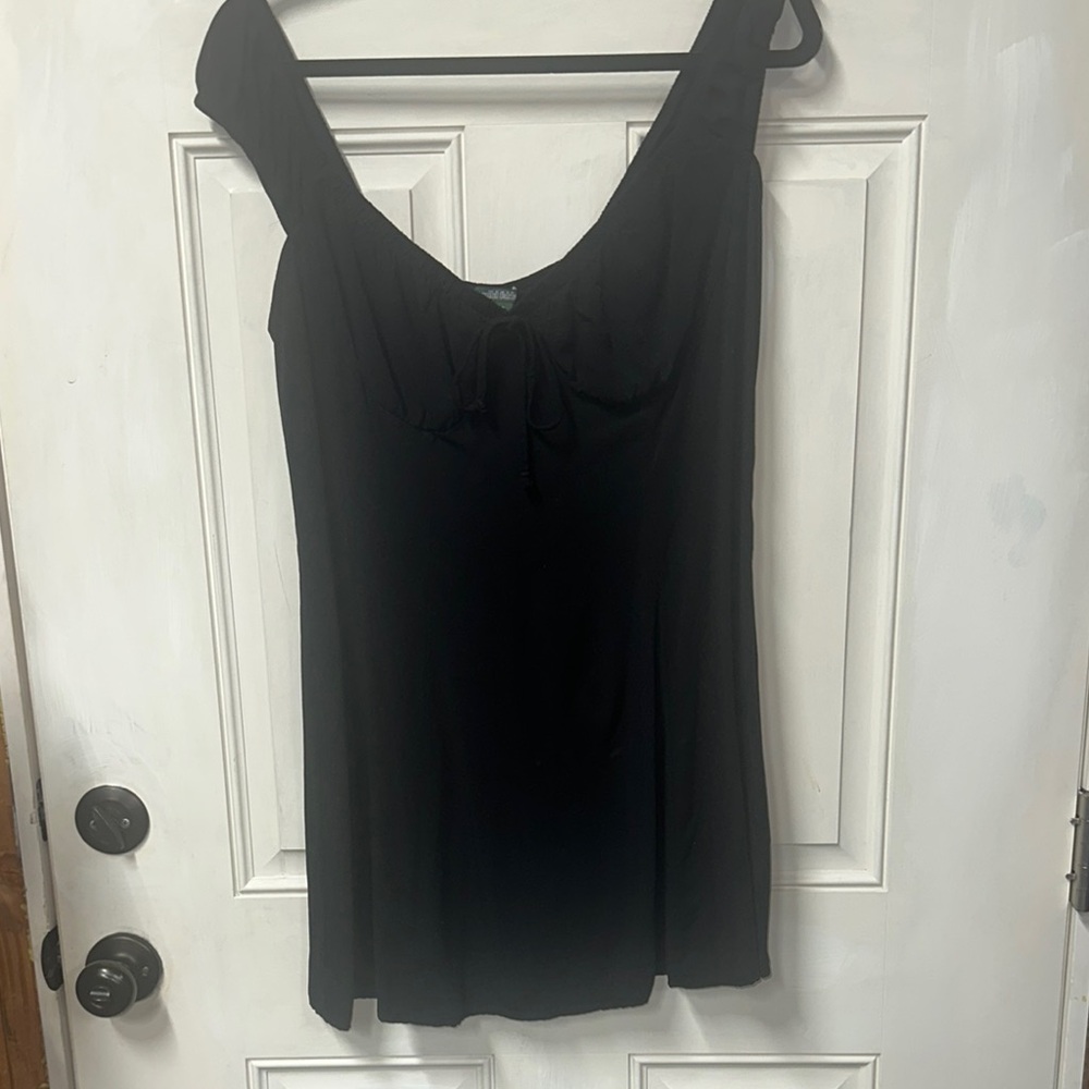 Black Tunic Top with Fitted Bust
